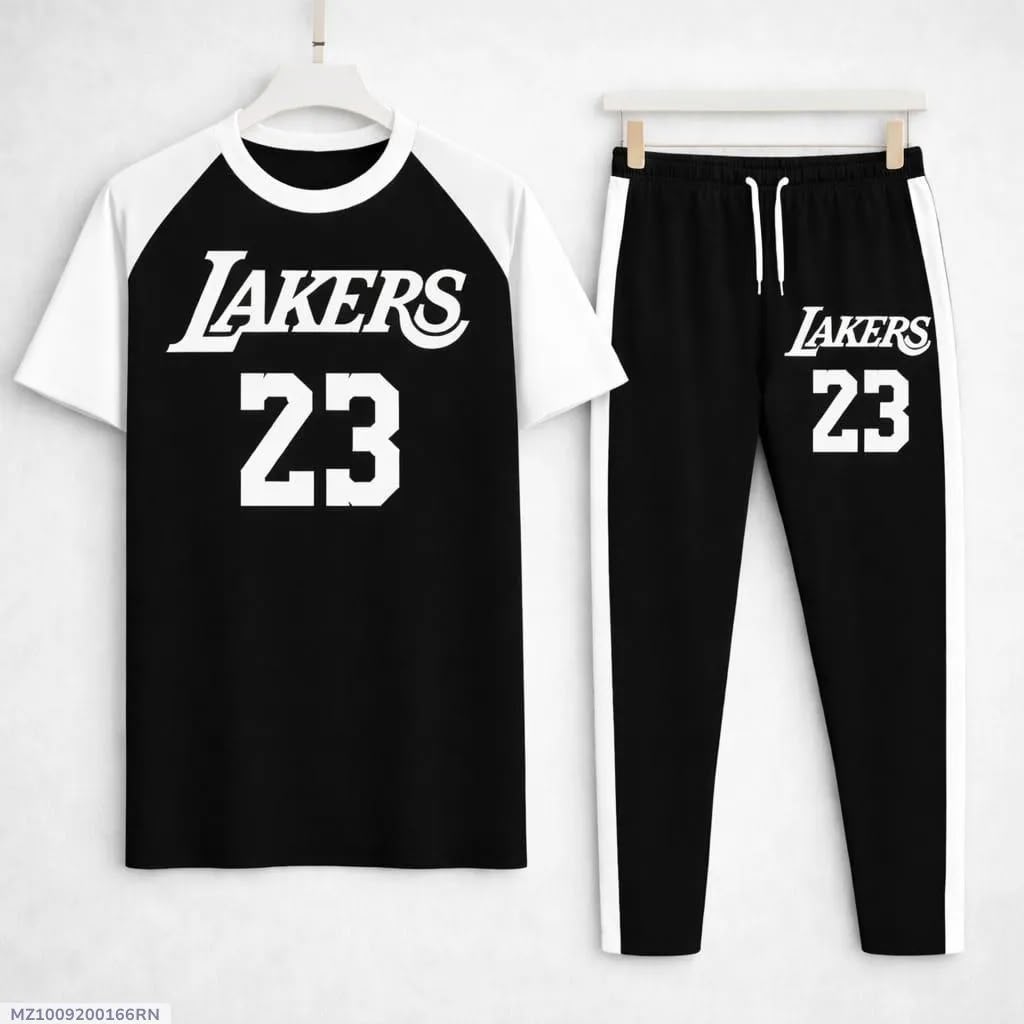 men lakers 23 printed tracksuit set