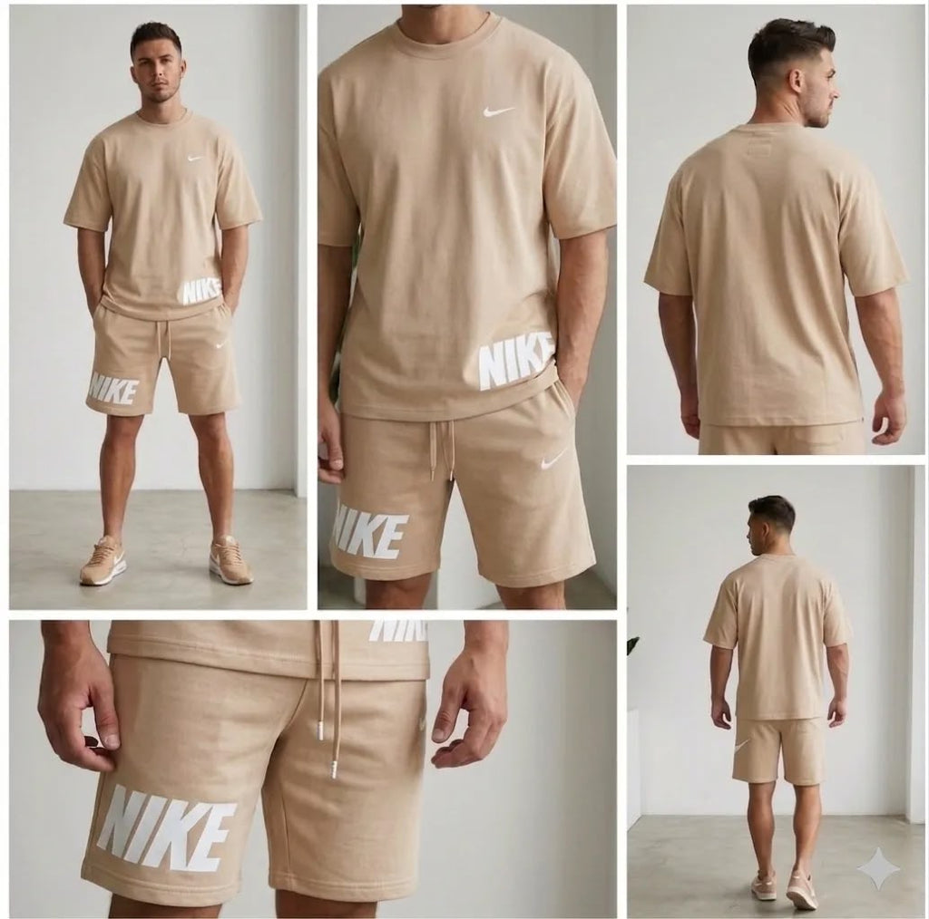 men Nike dri fit beige co-ord set-2pcs