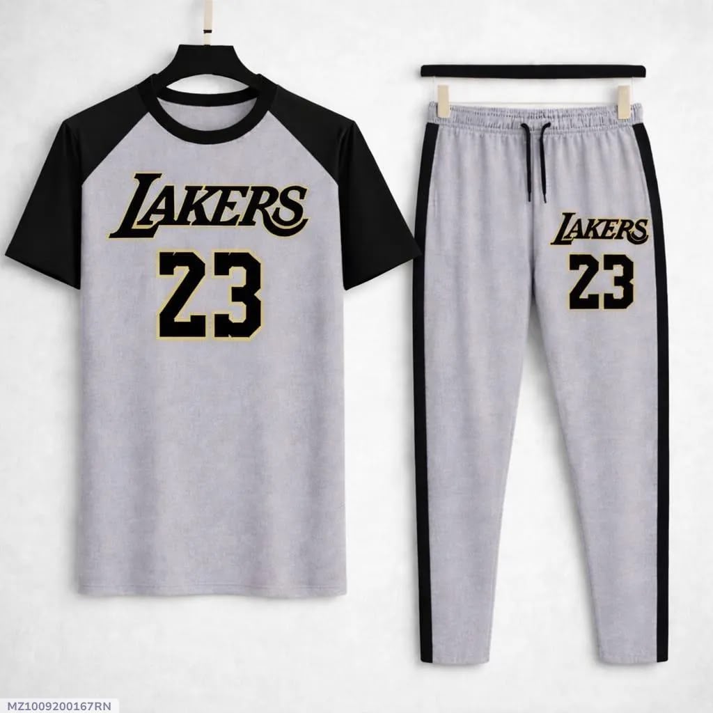 men lakers 23 printed tracksuit set
