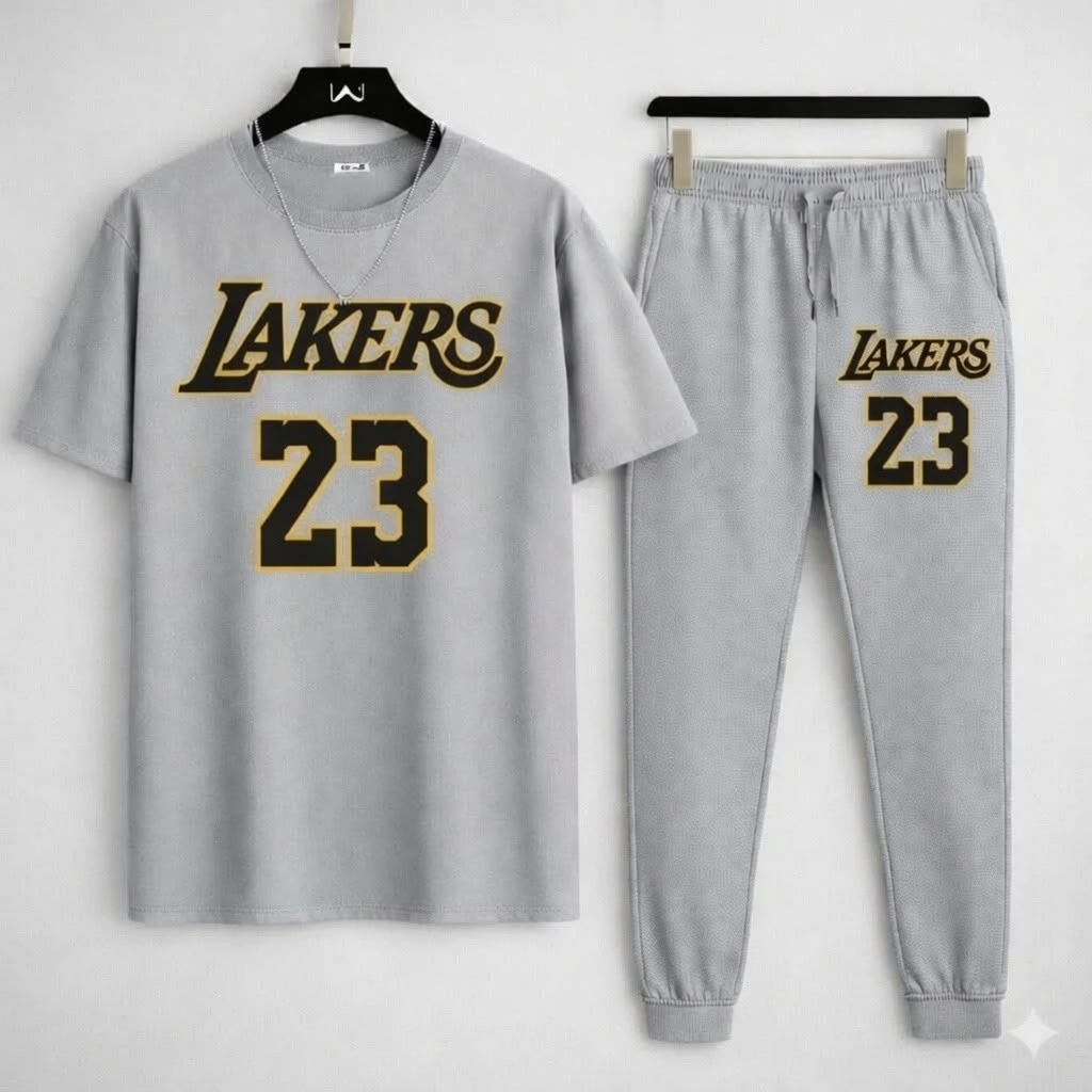 men lakers 23 printed tracksuit set